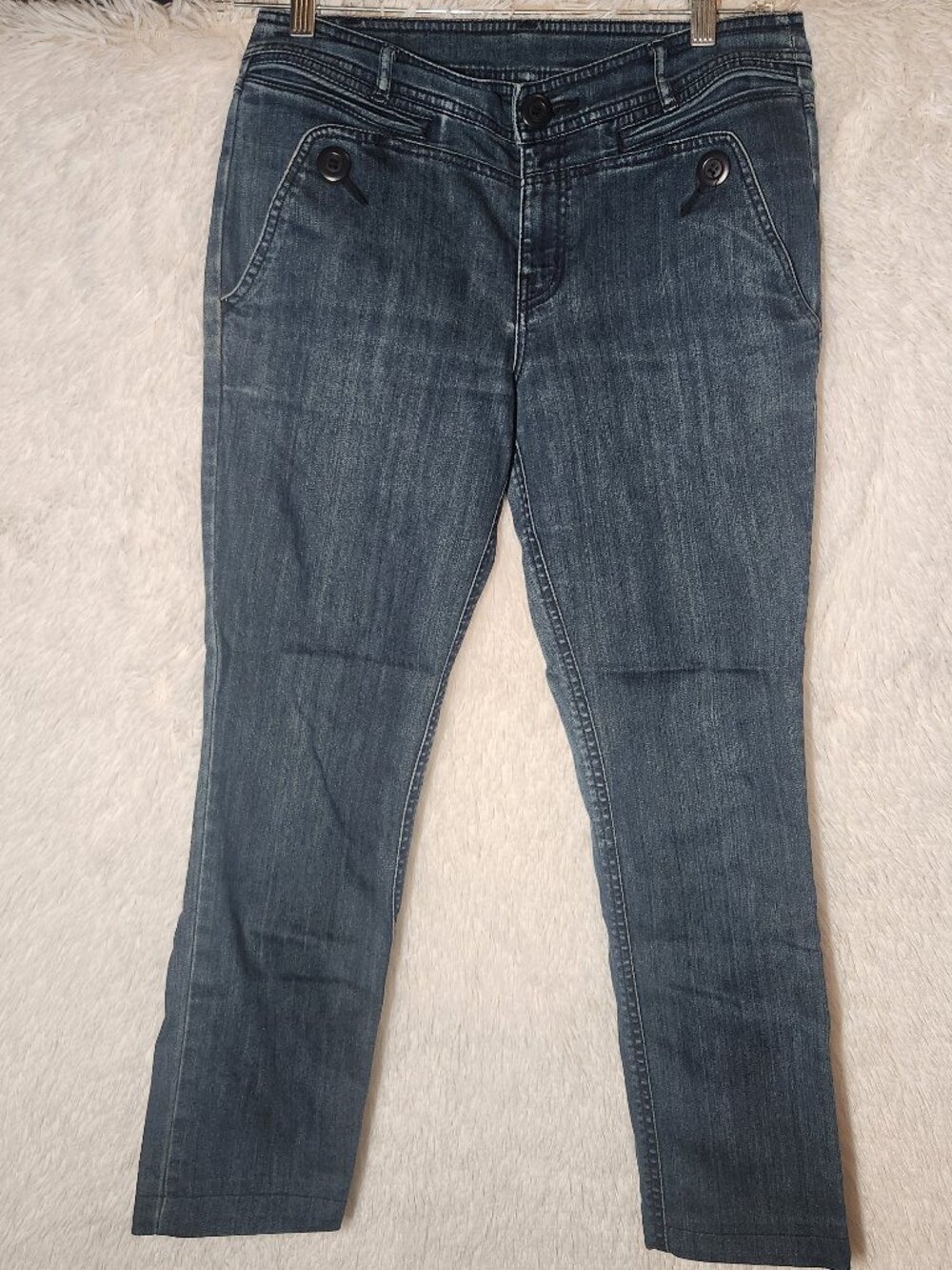 Uniqlo Indigo Skinny Jeans with Button Pocket Detail Women Size 6